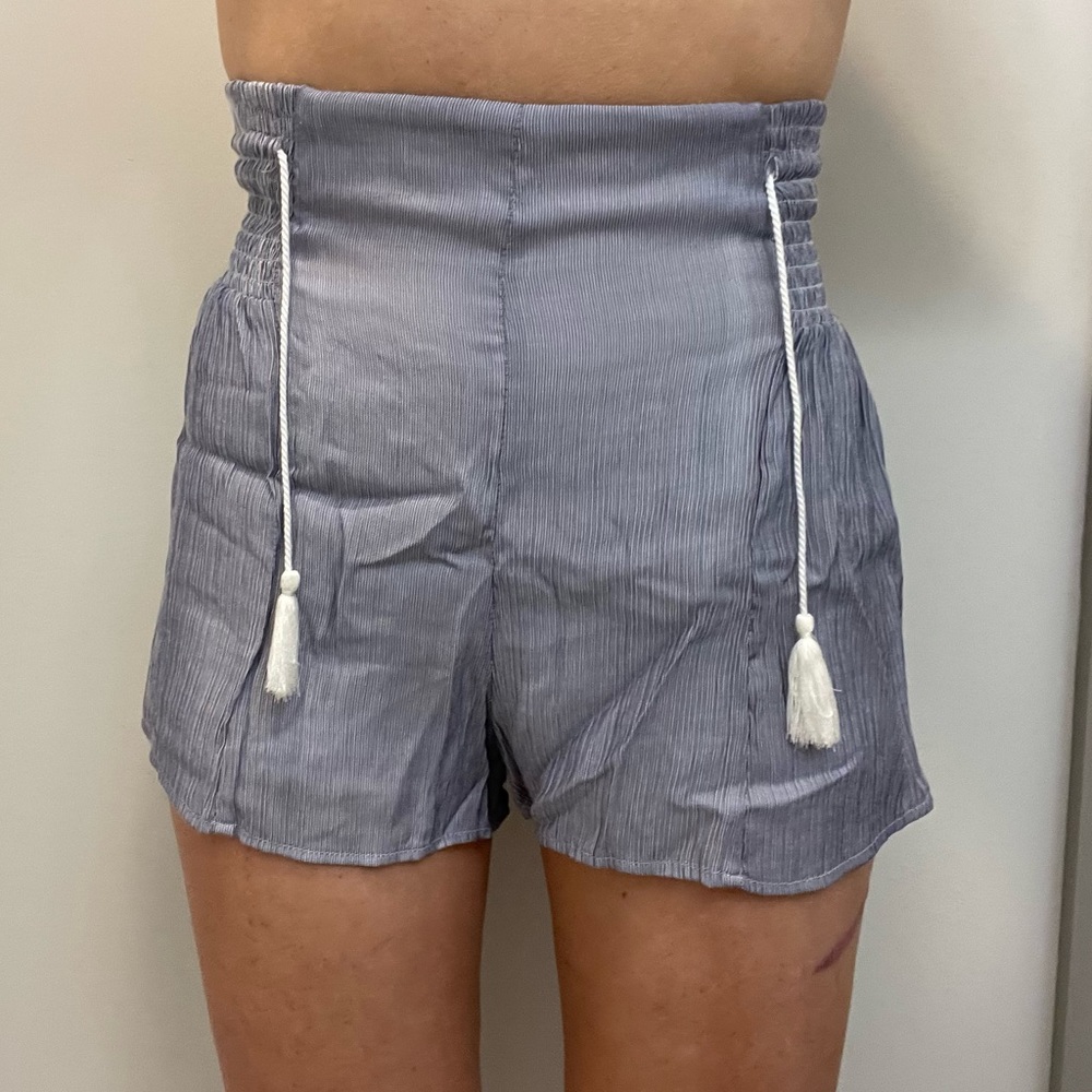 Blue Shorts with White Tassels